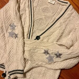 Taylor Swift Cream Cable Knit Cardigan with Star Details